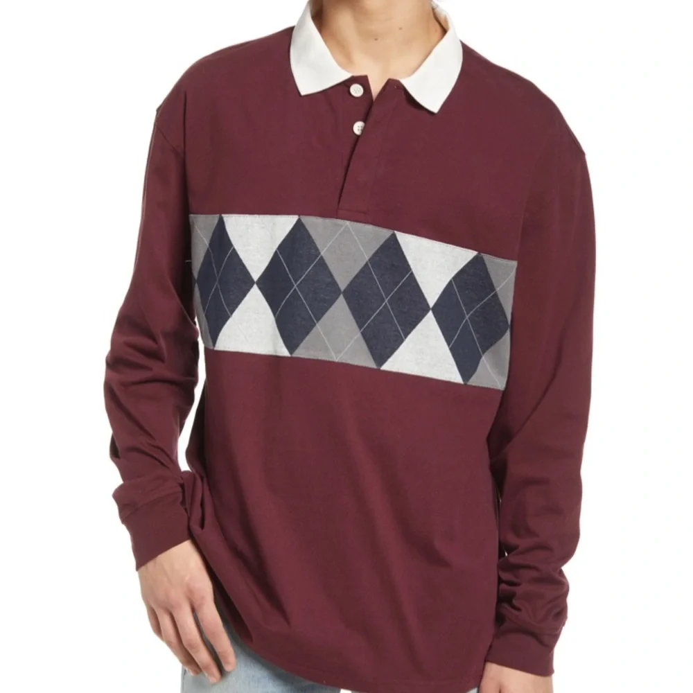 NWT PACSUN Argyle Rugby Long Sleeve